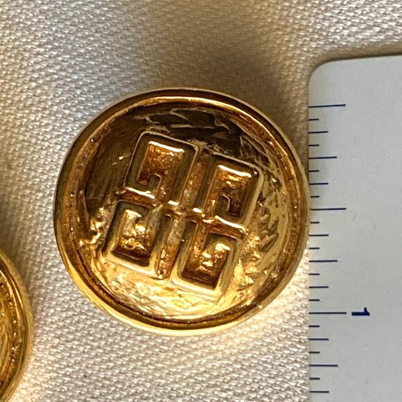 Vintage Givenchy France Brutalist Earrings, Designer, 1980's, 4G Logo, Clip-on - Picture 6 of 8